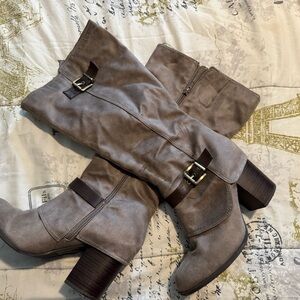 Fergalicious Tan Heeled Boots with Buckle Detail